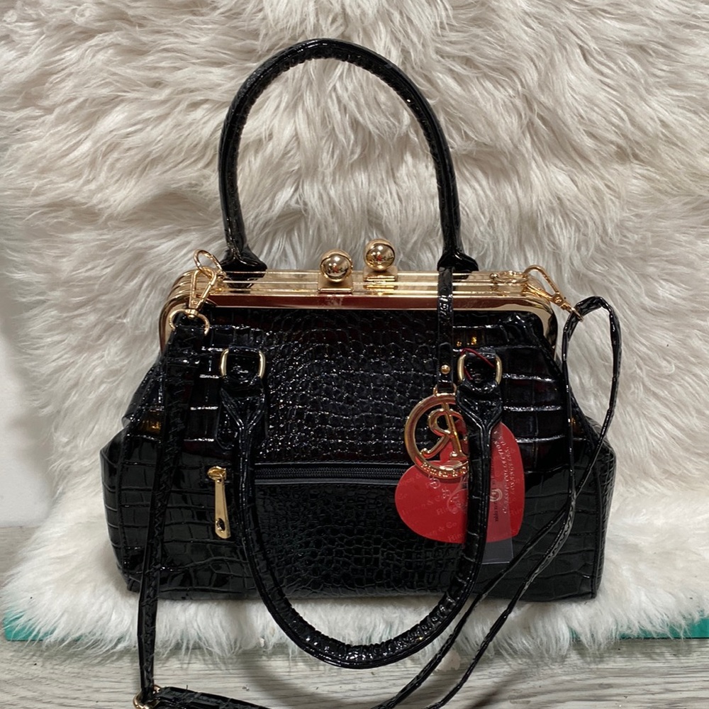 Rimen & Co. Alligator Skin Print Purse Bag black